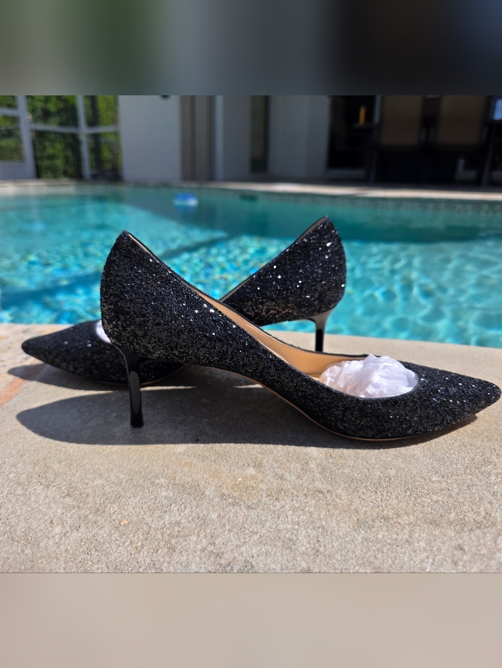 Jimmy Choo Black Glitter Pumps EU 39 US 8.5 Wedding Prom Graduation Heels - Picture 12 of 12